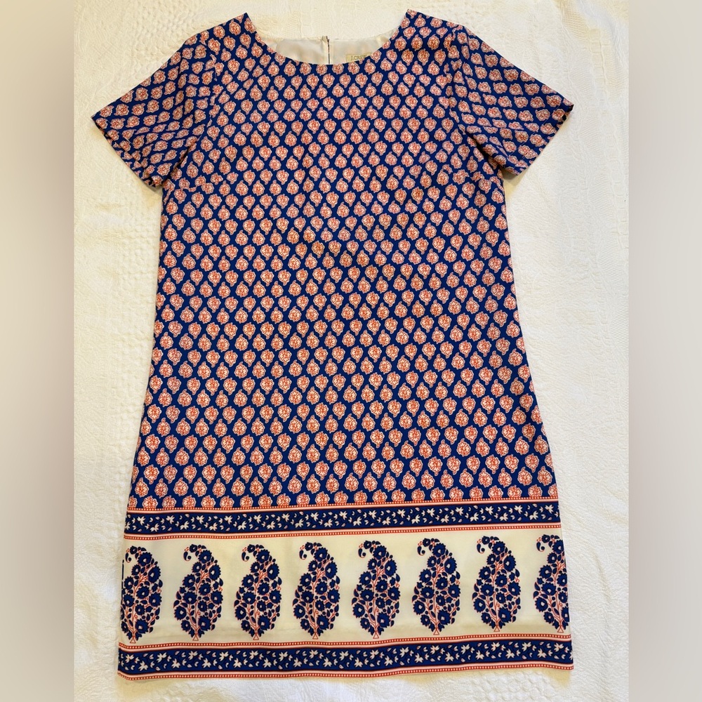 J. Crew Paisley Sheath Dress Lined Short Sleeve 4